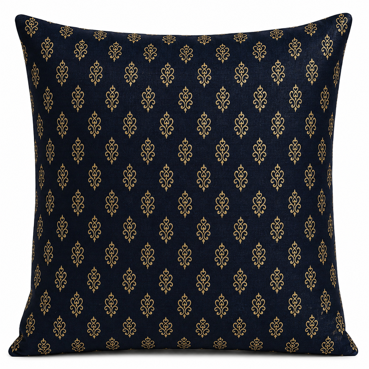 Regal Navy Blue Brocade Silk Cushion Cover 18"x18"